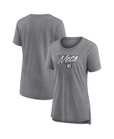 Женская серая футболка с логотипом Brooklyn Nets True Classics Tri-Blend Fanatics, серый