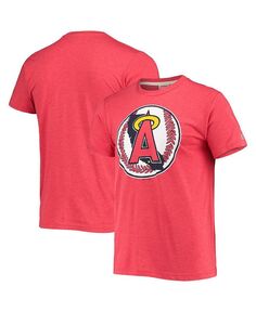 Мужская красная футболка Tri-Blend с нарисованным вручную логотипом Los Angeles Angels Homage, красный