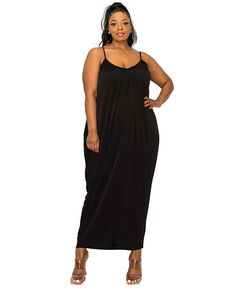 Платье Adora со сборками на тонких бретельках больших размеров L I V D, черный