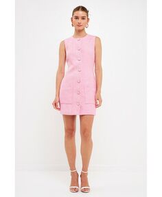 Женское твидовое мини-платье без рукавов endless rose, розовый