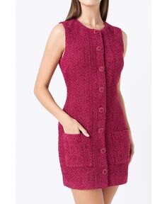 Женское твидовое мини-платье без рукавов endless rose, красный