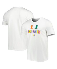 Мужская белая футболка Miami Hurricanes Pride Fresh adidas, белый