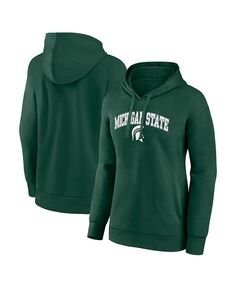 Женский зеленый пуловер с капюшоном с логотипом Michigan State Spartans Evergreen Campus Fanatics, зеленый