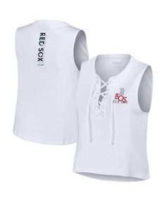 Женская белая майка Boston Red Sox на шнуровке WEAR by Erin Andrews, белый