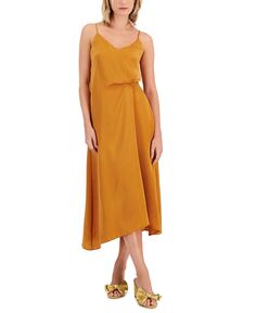 Женское однотонное платье-комбинация Rowan с заворотом спереди Lucy Paris, коричневый