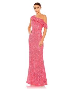 Женское платье-труба с заниженными плечами и пайетками Mac Duggal, розовый