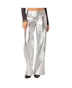 Женские брюки Kim из искусственной кожи цвета металлик Edikted, серебро