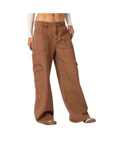 Женские брюки-карго со средней посадкой Stone Wash Edikted, коричневый