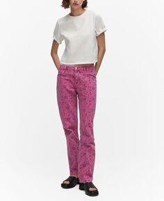 Женские прямые джинсы с принтом MANGO, розовый
