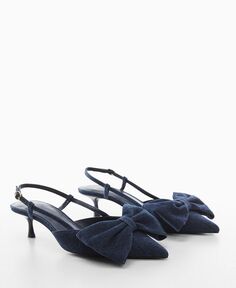 Женские джинсовые туфли на каблуке-бабочке MANGO, синий