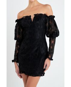 Женское мини-платье с открытыми плечами endless rose, черный