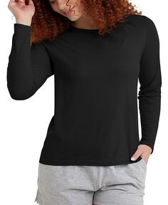 Женская классическая футболка Originals Triblend с длинным рукавом Hanes, черный