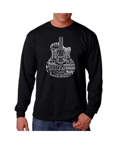 Мужская футболка с длинными рукавами и надписью «Language Guitar» LA Pop Art, черный