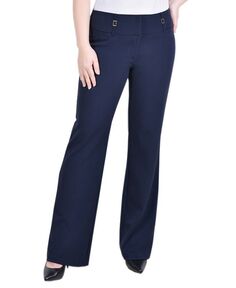 Эластичные брюки Bootcut для миниатюрных размеров с широкой талией NY Collection, синий