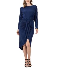 Женское платье длиной до колена с длинными рукавами 24seven Comfort Apparel, синий