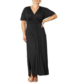 Женское длинное платье макси с длинными рукавами-кимоно больших размеров Vienna Kiyonna, черный