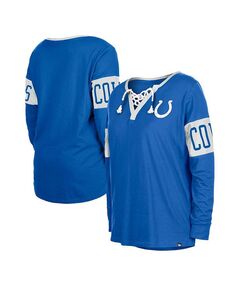 Женская синяя футболка с длинными рукавами и вырезом на шнуровке Indianapolis Colts New Era, синий