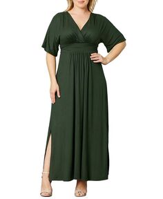 Женское длинное платье макси с длинными рукавами-кимоно больших размеров Vienna Kiyonna, зеленый