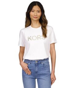 Женская классическая футболка с логотипом и люверсами Michael Kors, белый