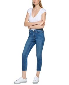 Джинсы скинни до щиколотки Petite с высокой посадкой 25 дюймов Calvin Klein Jeans, цвет Malibu