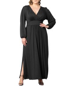 Женское платье макси Kelsey с длинными рукавами больших размеров Kiyonna, черный