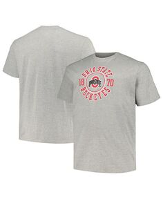 Мужская футболка с логотипом «Heather Grey Ohio State Buckeyes Big and Tall Circle» Champion, серый