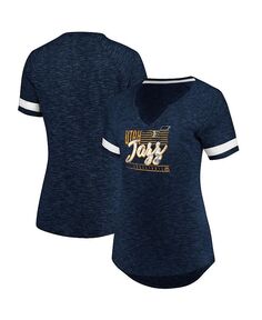 Женская темно-сине-белая футболка с надписью Utah Jazz Showtime Winning With Pride Notch Neck Fanatics, синий