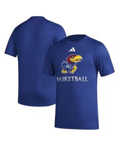 Мужская футболка Royal Kansas Jayhawks Fadeaway Basketball Pregame AEROREADY adidas, синий