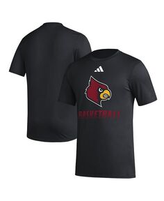Мужская черная футболка Louisville Cardinals Fadeaway Basketball Pregame AEROREADY adidas, черный
