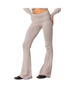 Женские трикотажные брюки со складками Desiree с низкой посадкой Edikted, серый