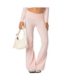 Женские трикотажные брюки со складками Desiree с низкой посадкой Edikted, розовый