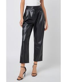 Женские плиссированные брюки из искусственной кожи English Factory, черный