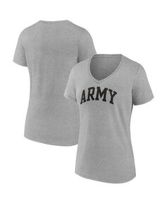 Женская футболка с фирменным логотипом Heather Grey Army Black Knights Basic Arch с v-образным вырезом Fanatics, серый