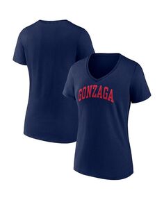 Женская темно-синяя футболка с фирменным логотипом Gonzaga Bulldogs Basic Arch с v-образным вырезом Fanatics, синий