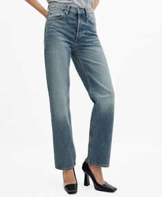 Женские прямые джинсы со средней посадкой MANGO, синий