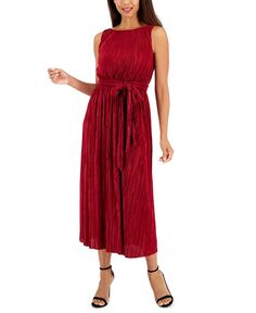 Женское платье миди с вырезом «лодочкой» и завязкой на талии Anne Klein, красный