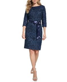 Женское кружевное платье-футляр с вырезом лодочкой и пайетками Jessica Howard, синий