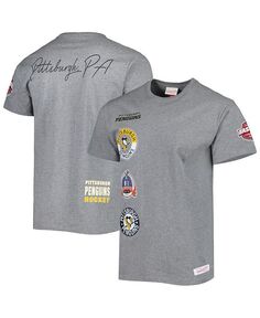 Мужская футболка Heather Grey Pittsburgh Penguins City Collection Mitchell &amp; Ness, серый
