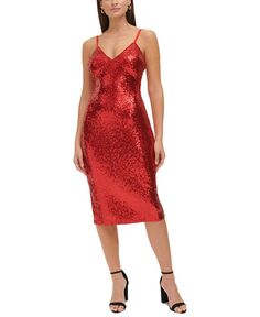 Женское платье-комбинация миди с пайетками GUESS, красный