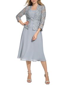 Женская сутажная куртка &amp; Платье миди с декорированным вырезом Jessica Howard, мультиколор