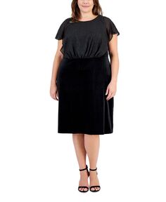 Плюс размер Бархатное платье-футляр с круглым вырезом Connected, черный