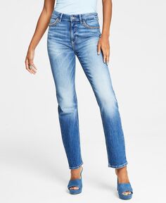 Женские прямые джинсы 1981 года с эффектом потертости GUESS, синий