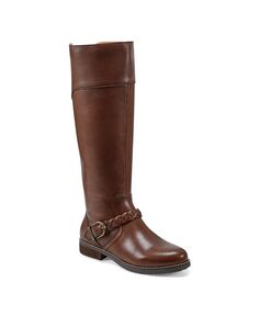 Женские повседневные ботинки до голени с круглым носком и высоким голенищем Mira, стандартные размеры Earth, цвет Medium Brown Leather