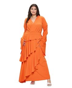 Драматическое платье Zeta с оборками больших размеров L I V D, оранжевый