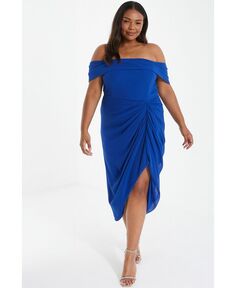 Шифоновое платье-миди больших размеров со складками QUIZ, синий