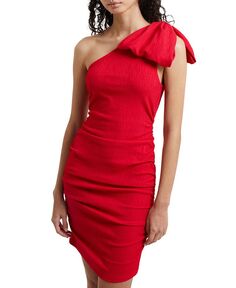 Женское платье на одно плечо с бантом French Connection, красный