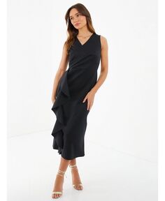 Женское платье с запахом и оборками QUIZ, черный