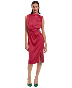 Женское платье миди без рукавов с воротником-стойкой Donna Morgan, розовый