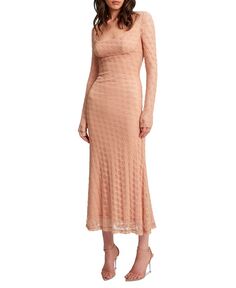 Женское кружевное платье миди с длинными рукавами Adoni Bardot, тан/бежевый