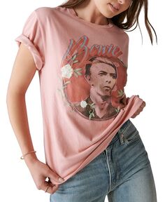 Женская хлопковая футболка с вышивкой и графическим рисунком Bowie Lucky Brand, розовый